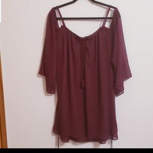 Double Zero Burgundy Lined Blouse...M